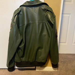Mens green leather jacket